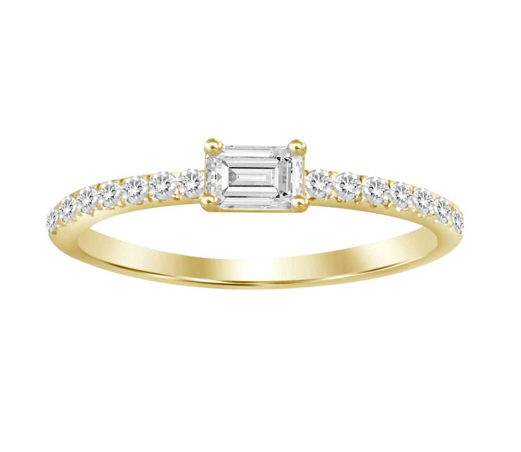 Emerald Cut Diamond Pavé Ring