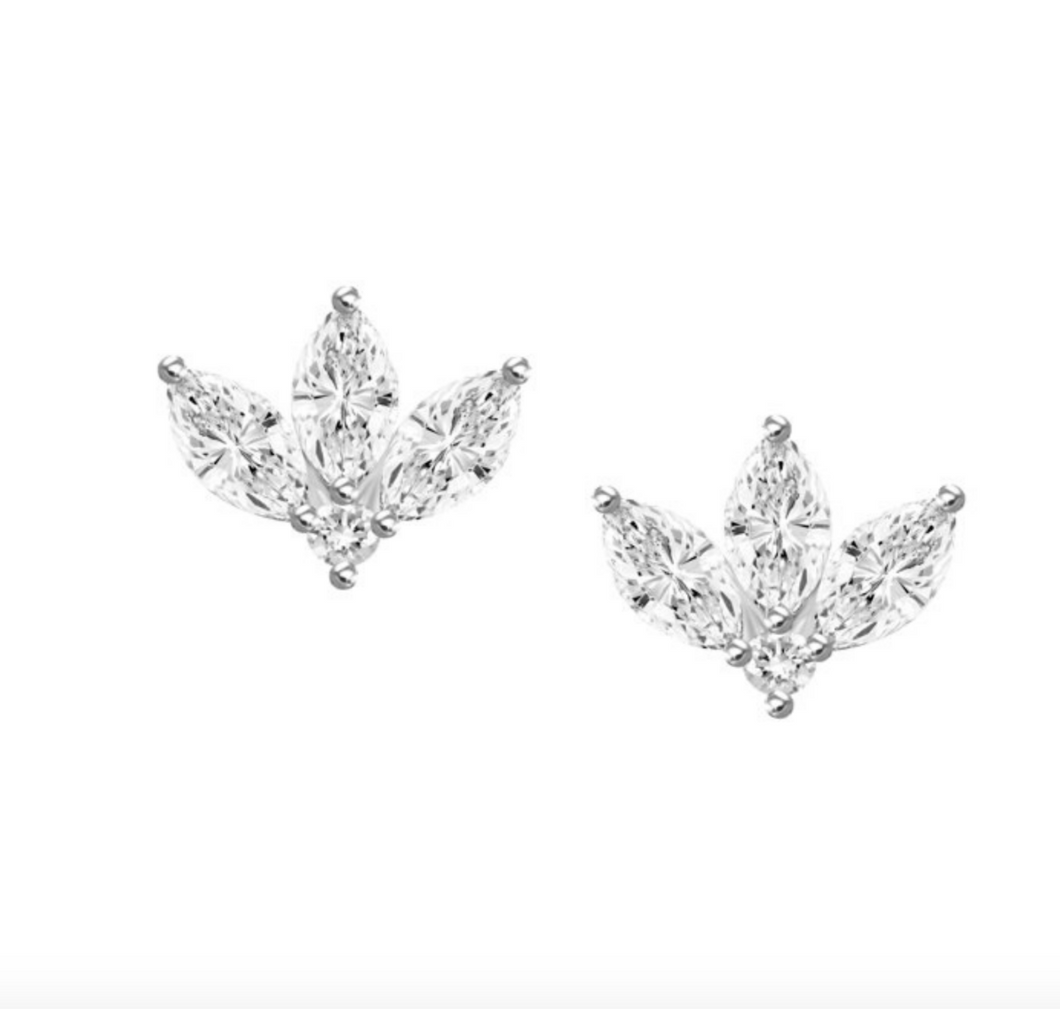 Marquise and Round Diamond Studs